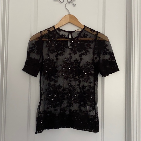 Rebellion Black sheer short sleeved top - Picture 1 of 4